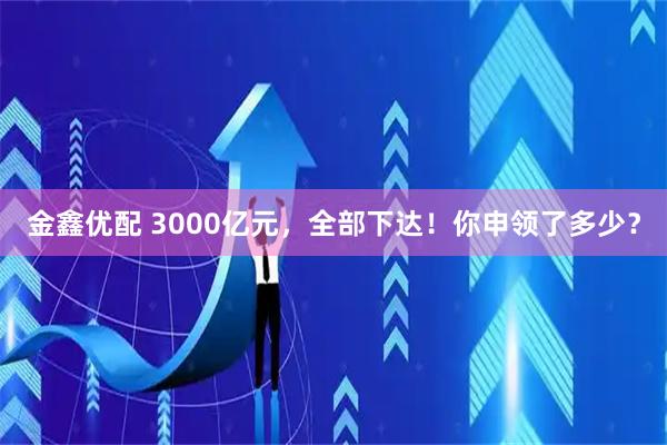 金鑫优配 3000亿元，全部下达！你申领了多少？