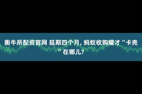 衡牛所配资官网 延期四个月, 蚂蚁收购耀才“卡壳”在哪儿?